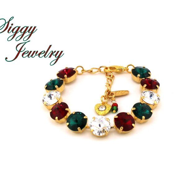 Holiday Cheer Christmas Statement Bracelet made with Genuine Austrian Crystals - Picture 3 of 7